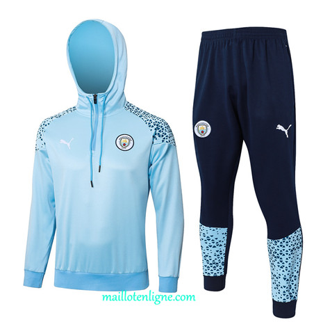 Thai Maillot Ensemble Manchester City Survetement à capuche bleu clair 2024 2025 ligne 4840