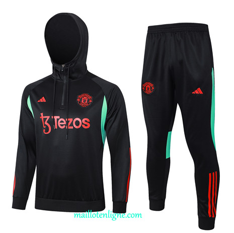 Thai Maillot Ensemble Manchester United Survetement à capuche noir 2024 2025 ligne 4850