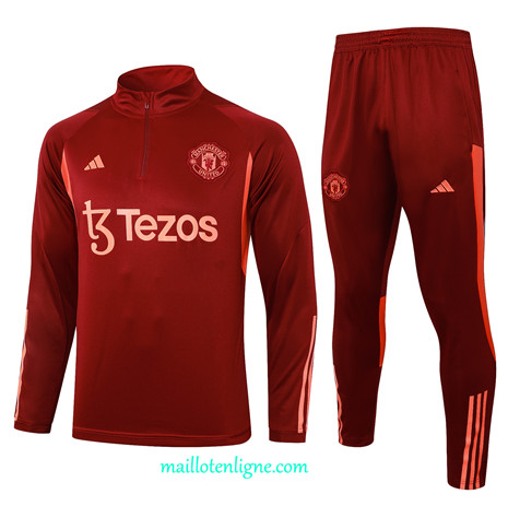 Thai Maillot Ensemble Manchester United Survetement rouge bordeaux 2024 2025 ligne 4851