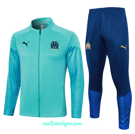 Thai Maillot Ensemble Marseille Veste Survetement bleu 2024 2025 ligne 4857