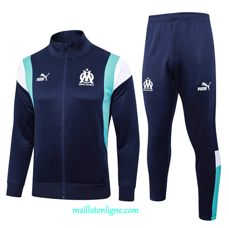 Thai Maillot Ensemble Marseille Veste Survetement bleu royal 2024 2025 ligne 4859