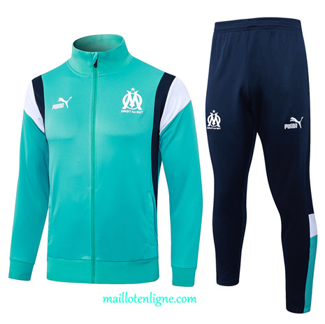 Thai Maillot Ensemble Marseille Veste Survetement Couleur bleu lac 2024 2025 ligne 4860