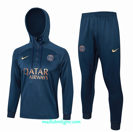 Thai Maillot Ensemble Paris Paris Saint-Germain Survetement à capuche bleu royal 2024 2025 ligne 4868