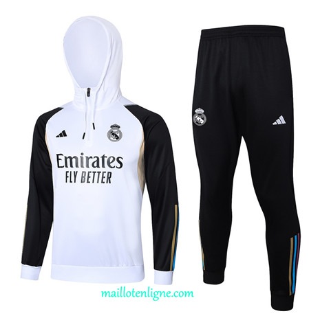 Thai Maillot Ensemble Real Madrid Survetement à capuche Blanc 2024 2025 ligne 4871