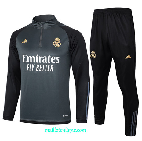 Thai Maillot Ensemble Real Madrid Survetement gris foncé 2024 2025 ligne 4875