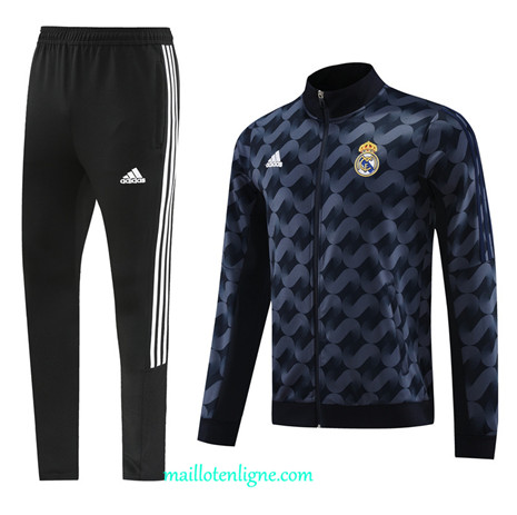 Thai Maillot Ensemble Real Madrid Veste Survetement noir 2024 2025 ligne 4878