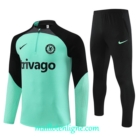 Thai Maillot Ensemble Chelsea Enfant Survetement vert clair 2024 2025 ligne 4905