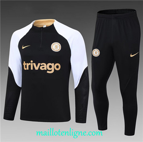 Thai Maillot Ensemble Chelsea Enfant Survetement noir 2024 2025 ligne 4906