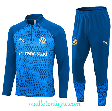 Thai Maillot Ensemble Marseille Enfant Survetement bleu 2024 2025 ligne 4912