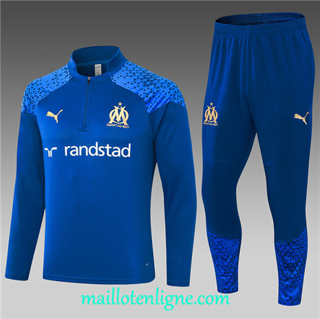 Thai Maillot Ensemble Marseille Enfant Survetement bleu 2024 2025 ligne 4914