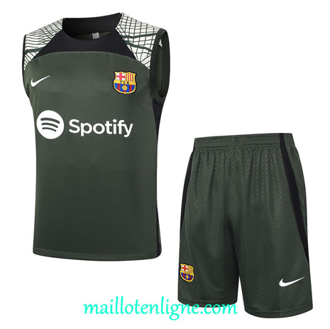 Thai Maillot Ensemble Barcelone Debardeur Training vert foncé 2024 2025 ligne 4933