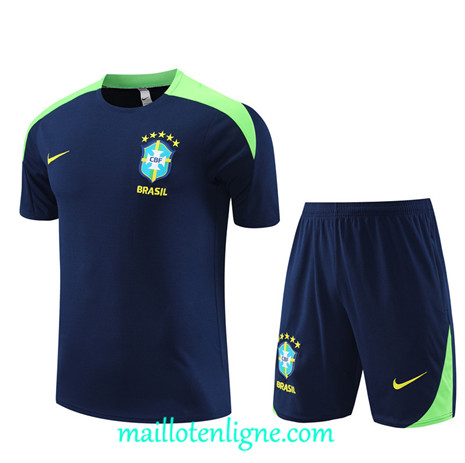 Thai Maillot Ensemble Brésil Enfant Training bleu royal 2024 2025 ligne 4937