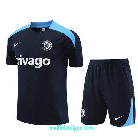 Thai Maillot Ensemble Chelsea Enfant Training bleu marine 2024 2025 ligne 4940