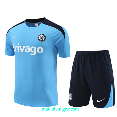 Thai Maillot Ensemble Chelsea Enfant Training bleu clair 2024 2025 ligne 4941