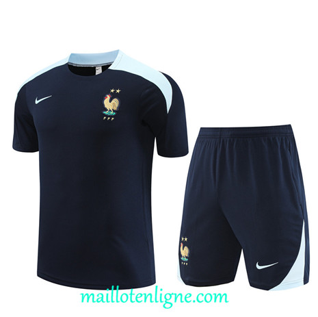 Thai Maillot Ensemble France Enfant Training bleu royal 2024 2025 ligne 4949