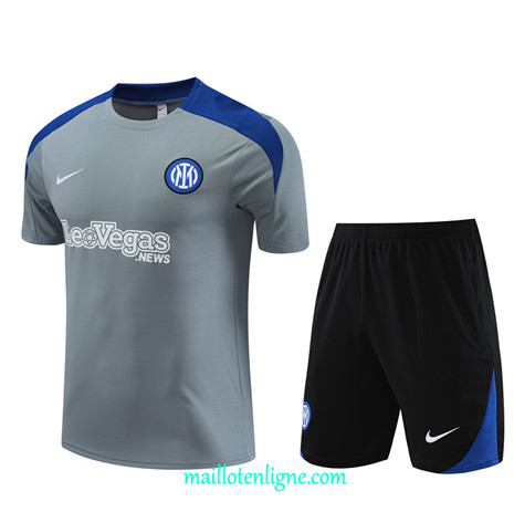 Thai Maillot Ensemble Inter Milan Enfant Training gris 2024 2025 ligne 4952