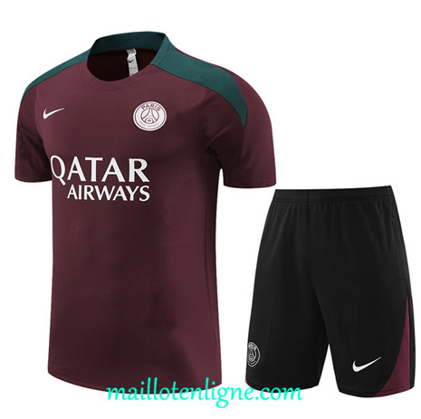 Thai Maillot Ensemble Paris Paris Saint-Germain Enfant Training rouge bordeaux 2024 2025 ligne 4965