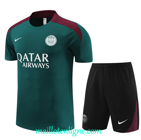 Thai Maillot Ensemble Paris Paris Saint-Germain Enfant Training vert 2024 2025 ligne 4966