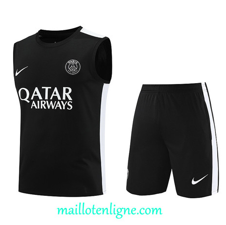 Thai Maillot Ensemble Paris Paris Saint-Germain Debardeur Training noir 2024 2025 ligne 4968