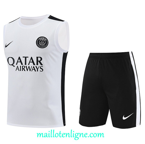 Thai Maillot Ensemble Paris Paris Saint-Germain Debardeur Training Blanc 2024 2025 ligne 4969