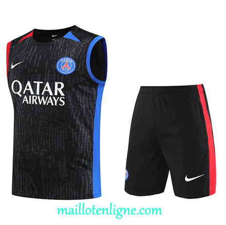 Thai Maillot Ensemble Paris Paris Saint-Germain Debardeur Training noir 2024 2025 ligne 4970