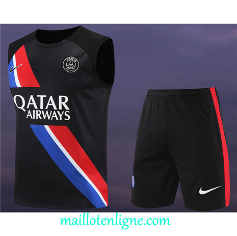 Thai Maillot Ensemble Paris Paris Saint-Germain Debardeur Training noir 2024 2025 ligne 4971