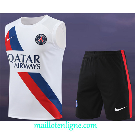 Thai Maillot Ensemble Paris Paris Saint-Germain Debardeur Training Blanc 2024 2025 ligne 4972