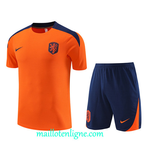 Thai Maillot Ensemble Pays-Bas Enfant Training couleur orange 2024 2025 ligne 4978