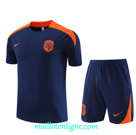 Thai Maillot Ensemble Pays-Bas Enfant Training bleu royal 2024 2025 ligne 4979