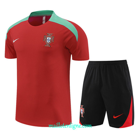 Thai Maillot Ensemble Portugal Enfant Training rouge 2024 2025 ligne 4982