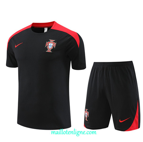 Thai Maillot Ensemble Portugal Enfant Training noir 2024 2025 ligne 4984