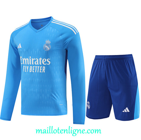 Thai Maillot Ensemble Real Madrid goalkeeper Training bleu 2024 2025 ligne 4995