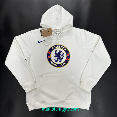 Thai Maillot Sweat A Capuche Chelsea Blanc 2024 2025 ligne 5057