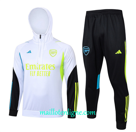 Thai Maillot Ensemble Arsenal Enfant Survetement à capuche Blanc 2024 2025 ligne 46157