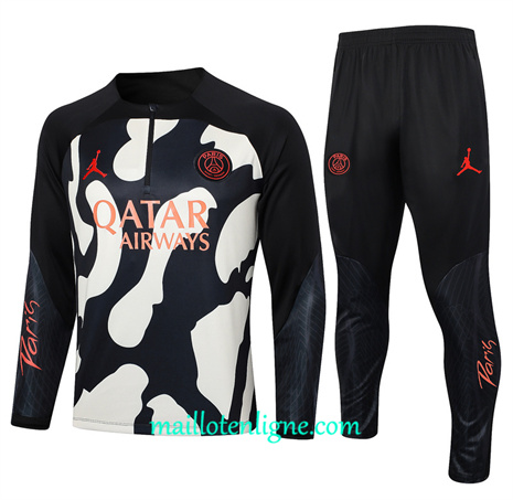 Thai Maillot Ensemble Paris Saint-Germain Enfant Survetement noir 2024 2025 ligne 46151