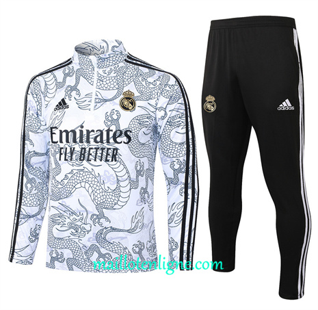 Thai Maillot Ensemble Real Madrid Enfant Survetement Blanc 2024 2025 ligne 46133