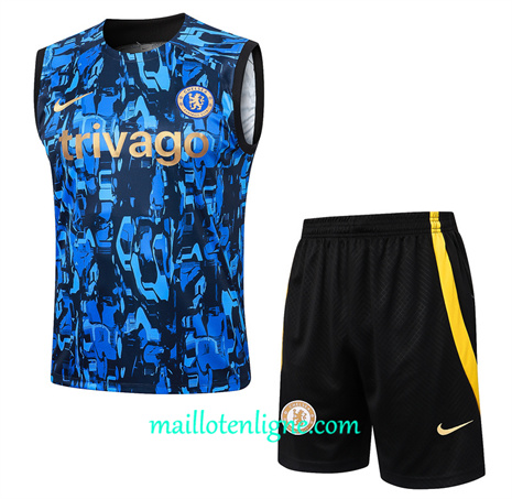 Thai Maillot Ensemble Chelsea Debardeur Training bleu 2024 2025 ligne 46228