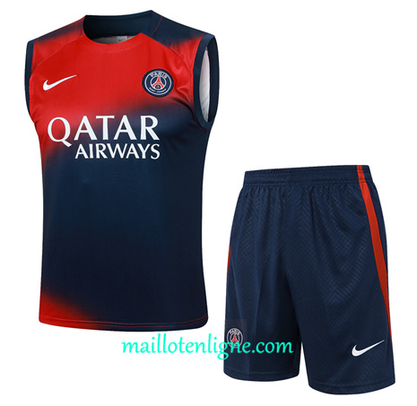 Thai Maillot Ensemble Paris Saint-Germain Debardeur Training rouge 2024 2025 ligne 46212