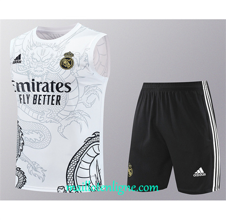 Thai Maillot Ensemble Real Madrid Debardeur Training Blanc 2024 2025 ligne 46204