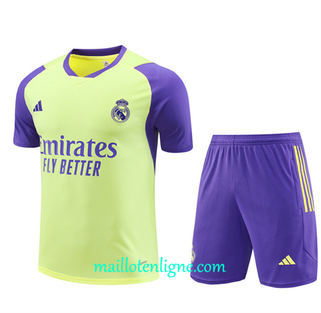 Thai Maillot Ensemble Real Madrid Enfant + Short Training jaune clair 2024 2025 ligne 46241