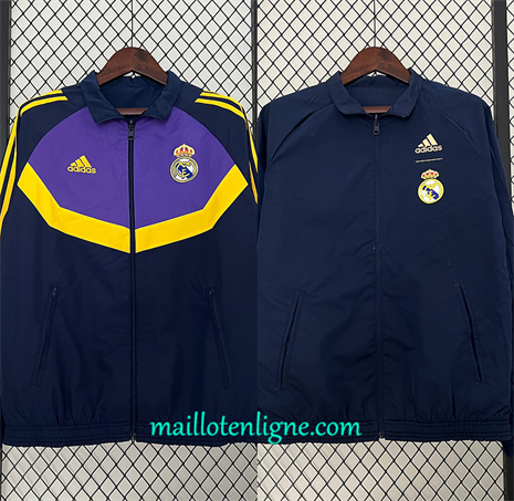 Thai Maillot Réversible Coupe vent Real Madrid bleu marine 2024 2025 ligne 46310