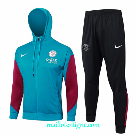 Thai Maillot Ensemble Paris Saint-Germain Veste Survetement à Capuche Vert 2024 2025 ligne248595