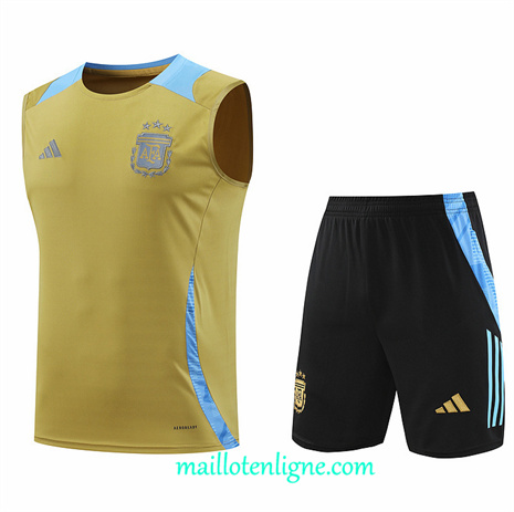 Thai Maillot Ensemble Argentine Debardeur Training Jaune 2024 2025 ligne248739