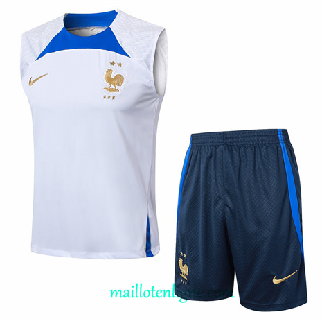 Thai Maillot Ensemble France Debardeur Training Blanc 2024 2025 ligne248807