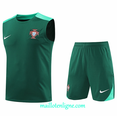 Thai Maillot Ensemble Portugal Debardeur Training Vert 2024 2025 ligne248885