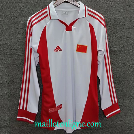 Thai Maillot de Retro2001#Chinese Manche Longue Blanc ligne253626