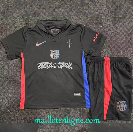 Thai Maillot Barcelone Enfant Exterieur Noir 2025 2026