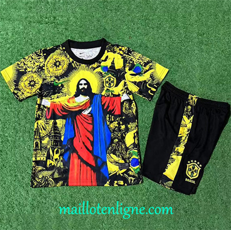 Thai Maillot Bresil Enfant Jaune 2025 2026