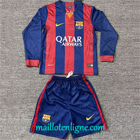 Thai Maillot Retro Barcelone Enfant Domicile Manche Longue 2014-15
