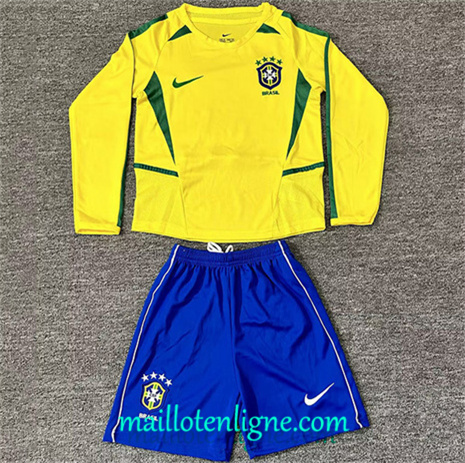 Thai Maillot Retro Bresil Enfant Domicile Manche Longue 2002